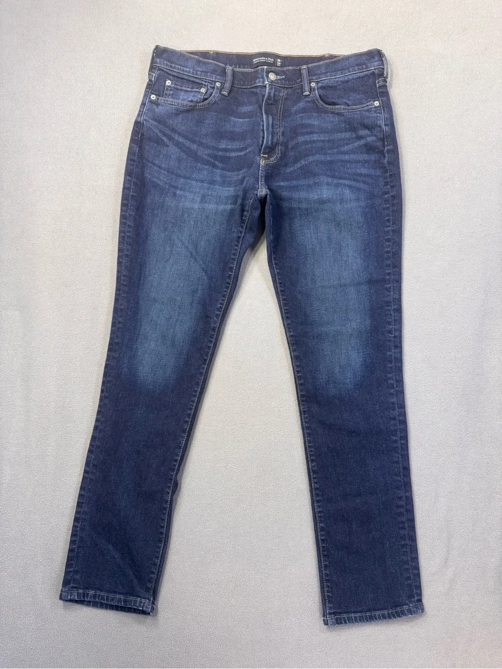 Abercrombie & Fitch Men’s Athletic Skinny Stretch Jeans, Dark Indigo Blue, 36x34
